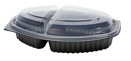 PP Black Oval Terrine with Divider 520ml (500 Units)